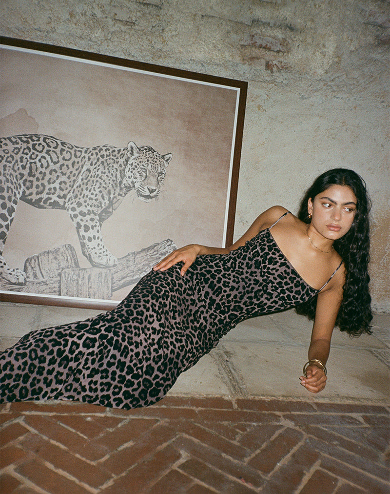 imagen de Darsih Maxi Dress in Flocked Rar Leopard