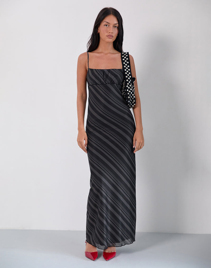 Imagen de Darsih Maxi Dress in Irregular Stripe Grey Black
