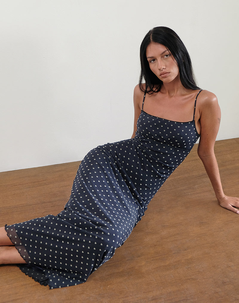 Imagen de Darsih Maxi Dress in Heart Flock Navy and Yellow