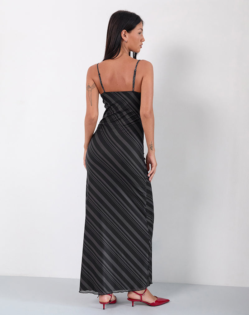 Imagen de Darsih Maxi Dress in Irregular Stripe Grey Black
