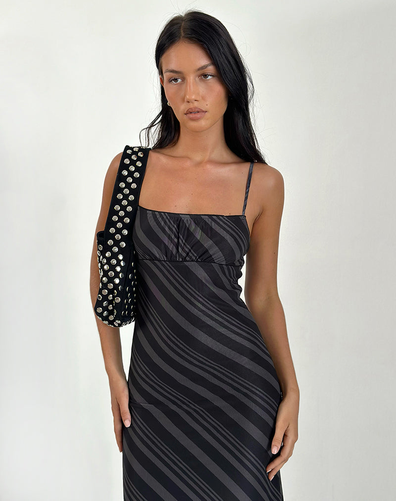 Imagen de Darsih Maxi Dress in Irregular Stripe Grey Black