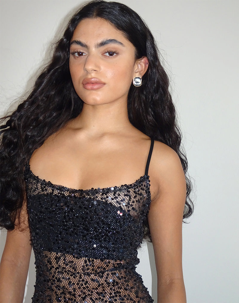 Imagen de Darish Maxi Dress in Sequin Mesh Black