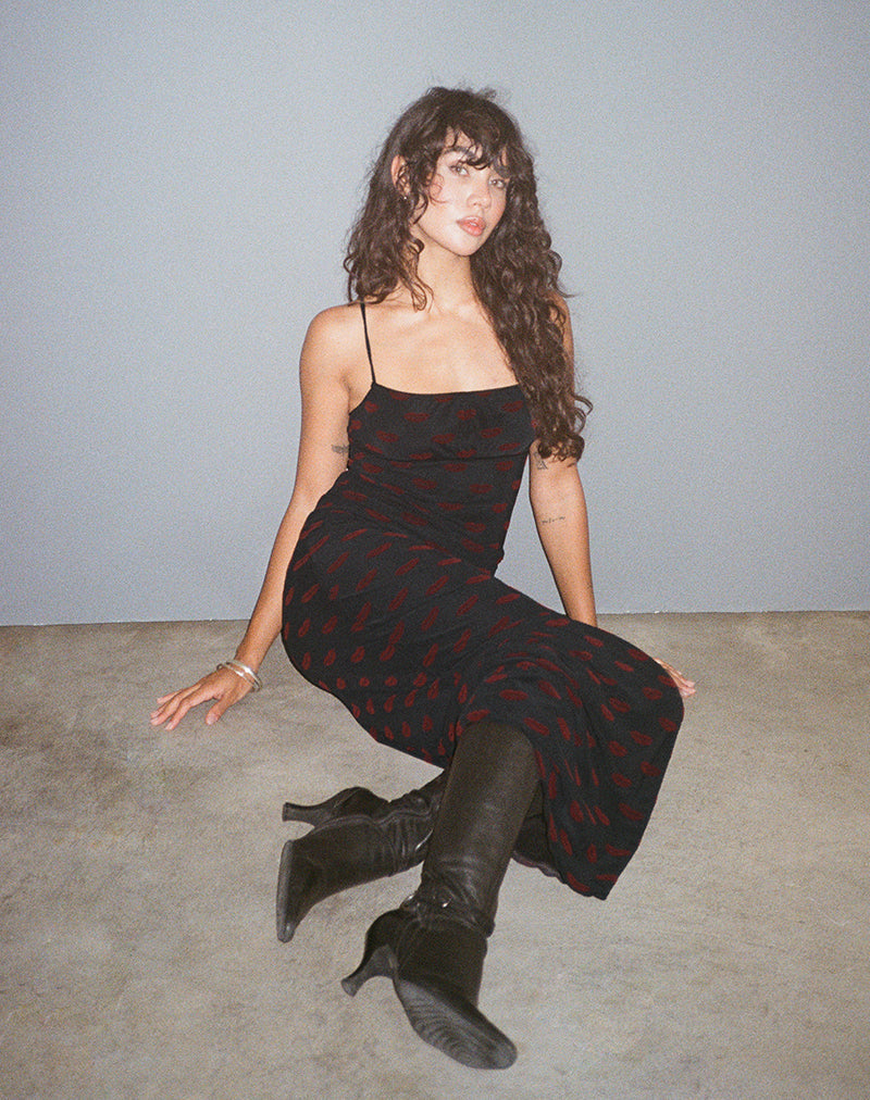 Imagen de Darsih Maxi Dress in Lips Flock Negro