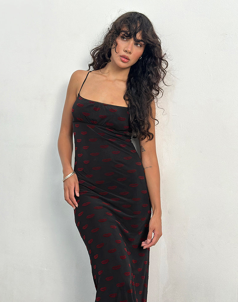 Imagen de Darsih Maxi Dress in Lips Flock Negro