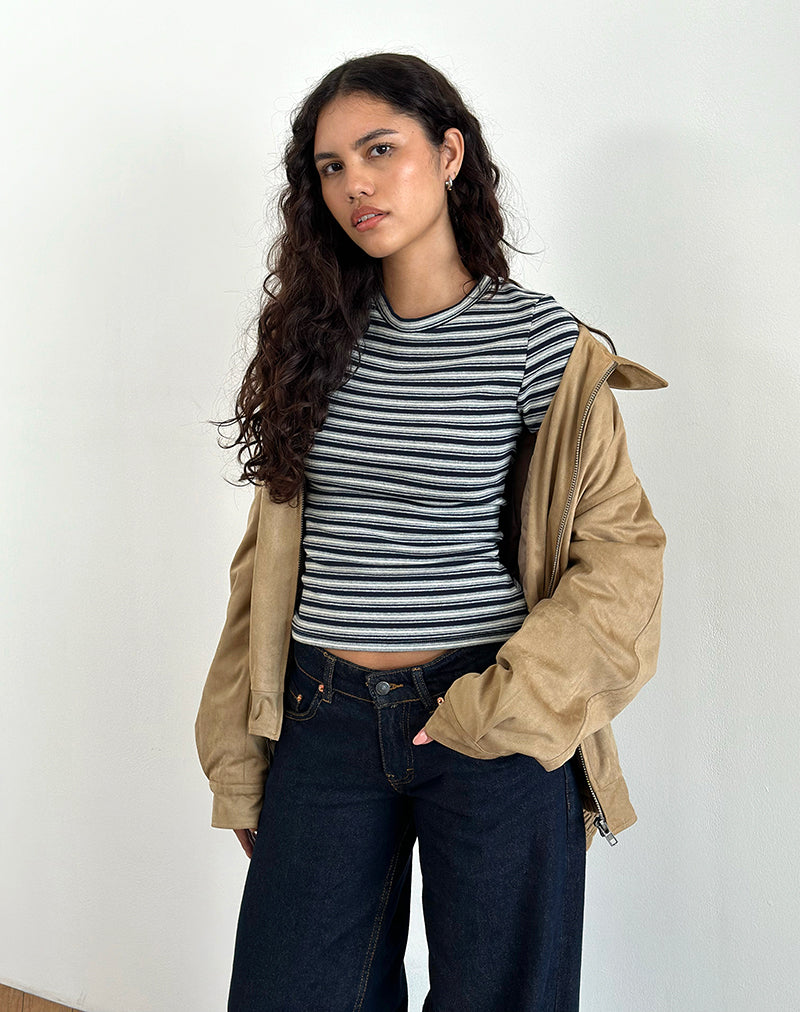 Imagen de Dartis Top en Jersey a rayas azul marino y gris
