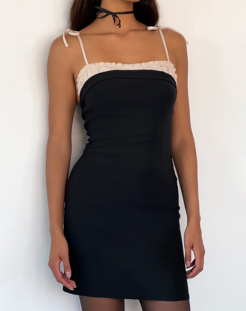 Mini Vestido Daruka en Satén Negro