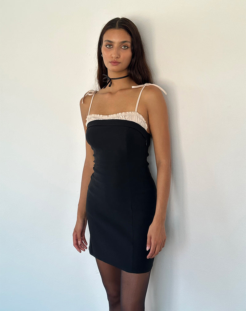 Mini Vestido Daruka en Satén Negro