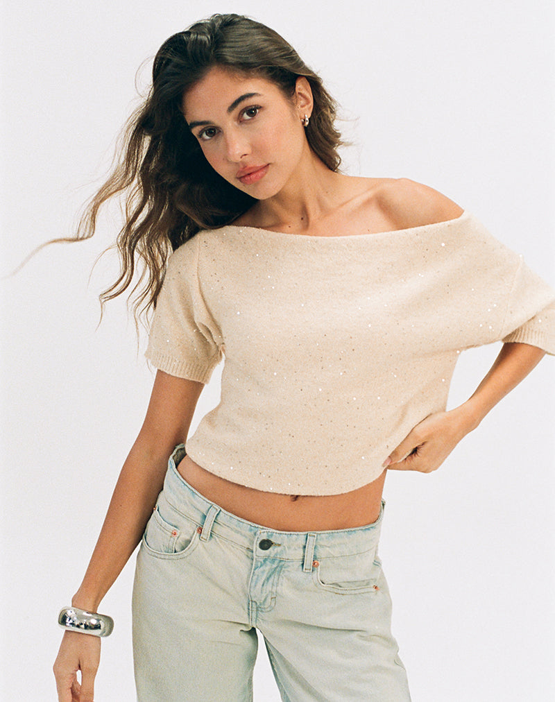 Imagen de Darusa Top de lentejuelas dispersas Oro