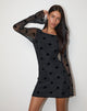 Imagen de Dasa Minivestido de manga larga en Big Polka Flock Negro