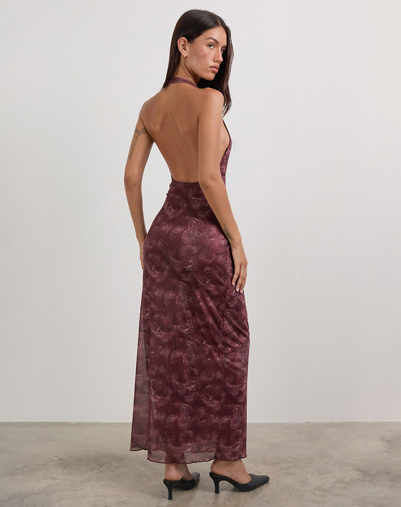 Imagen de Datari Maxi Dress in Mesh Tonal Paisley Plum
