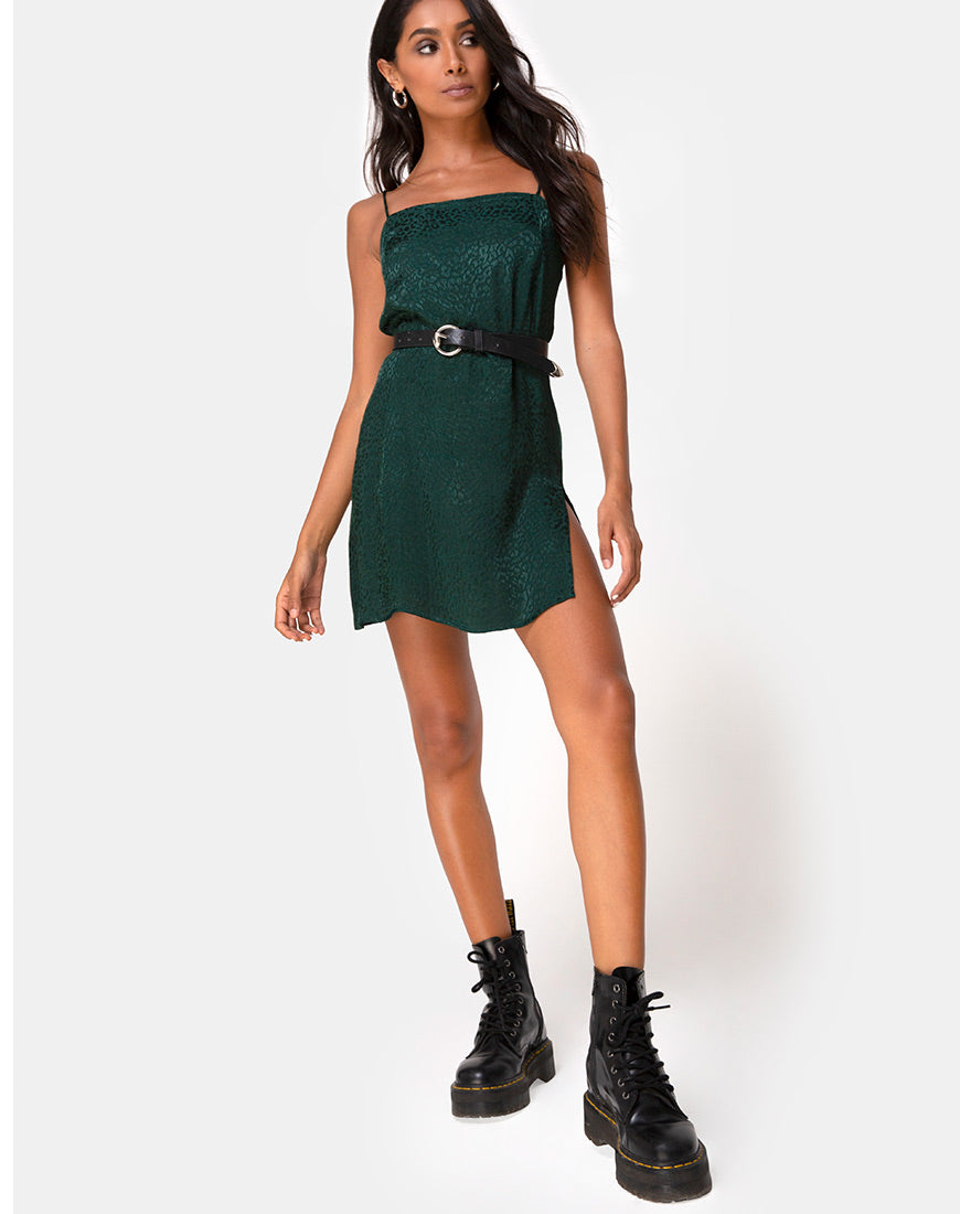 Imagen de Datista Vestido de Satén Chita Verde Bosque
