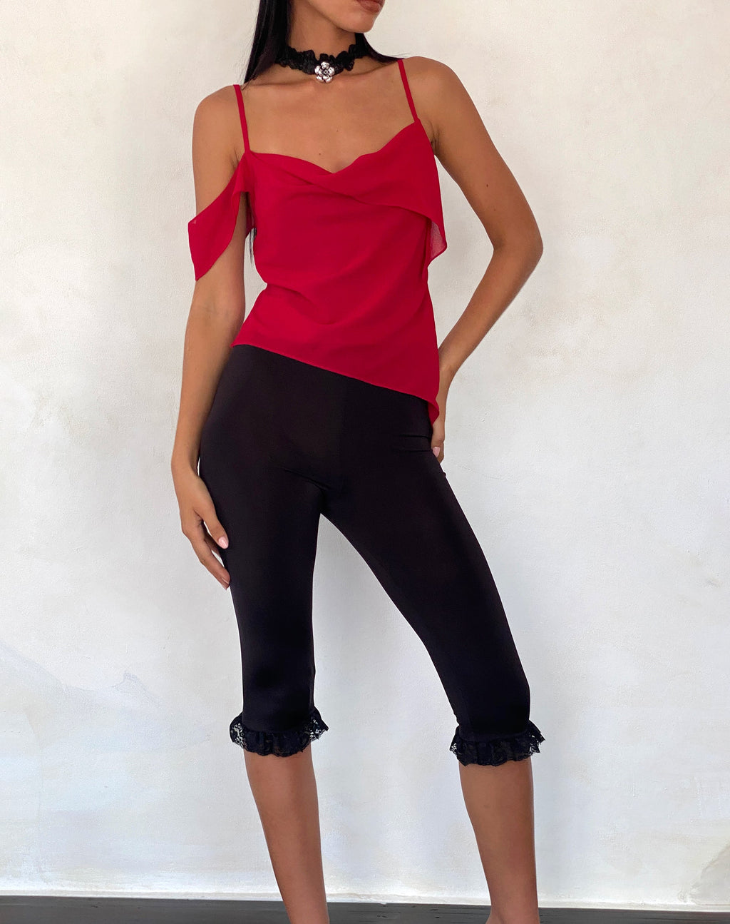 Top Davila de gasa Rojo oscuro