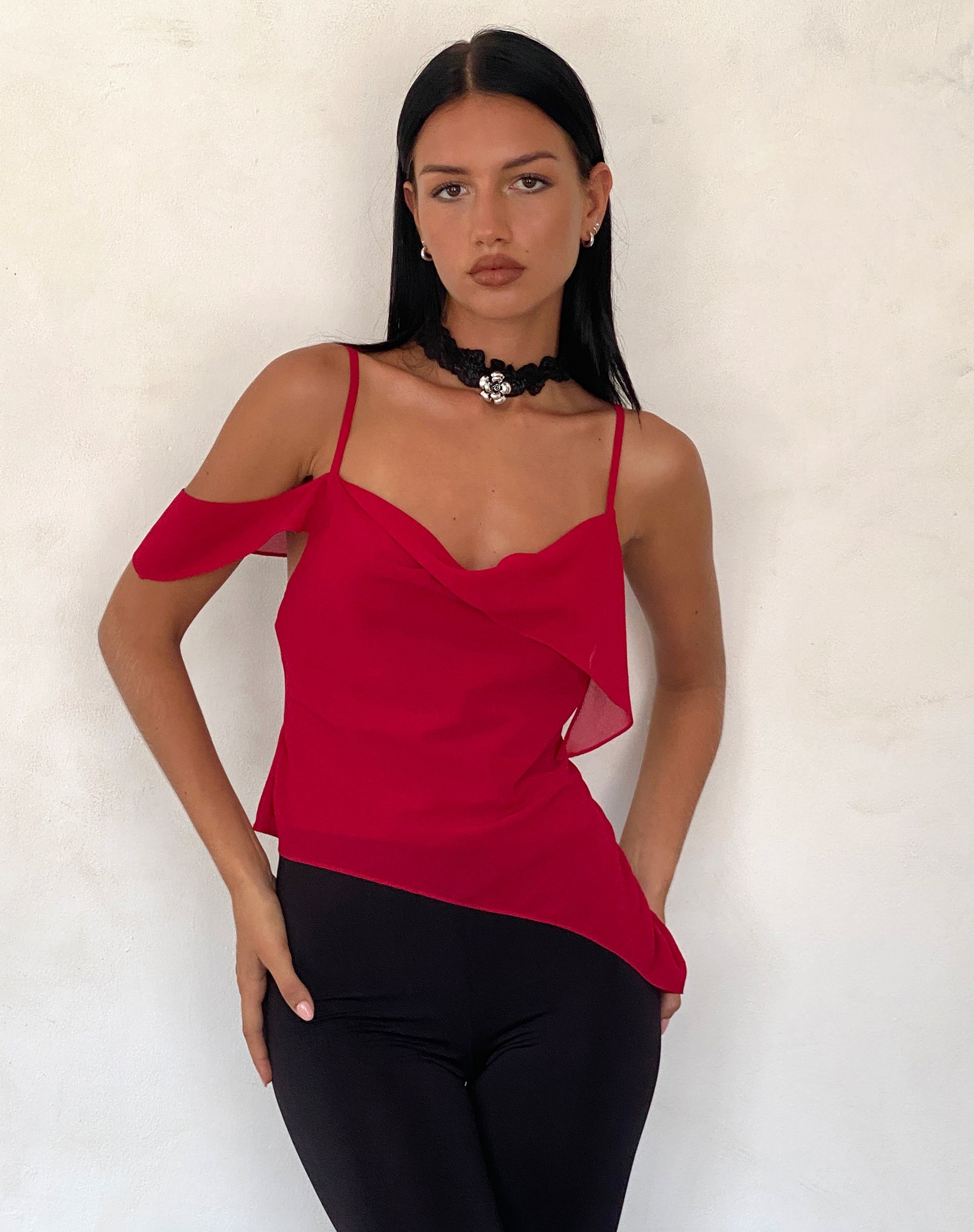 Imagen de Davila Top de gasa Rojo oscuro