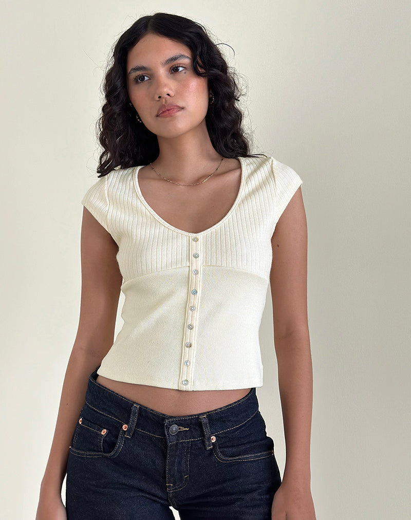 Imagen de Dawira Top con botones en marfil