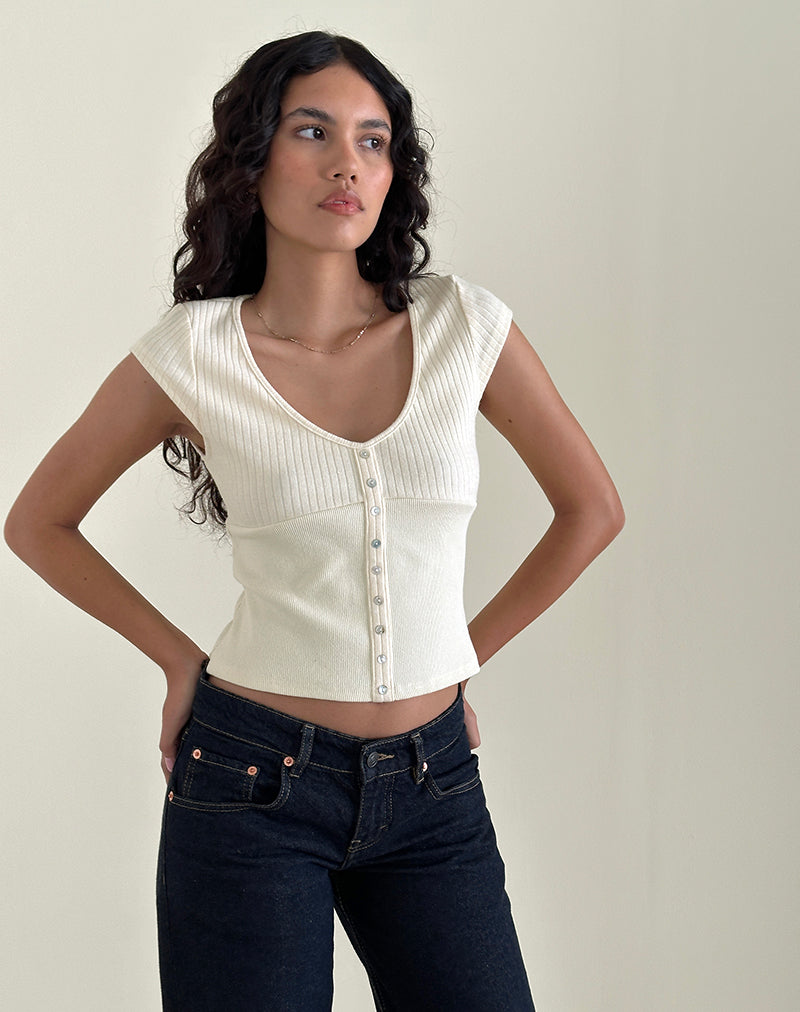 Imagen de Dawira Top con botones en marfil