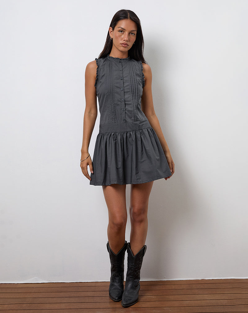 Minivestido Dayara de popelina gris marengo
