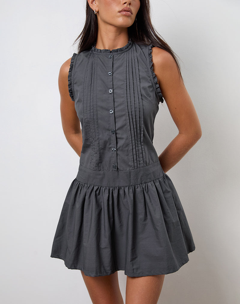 Minivestido Dayara de popelina gris marengo