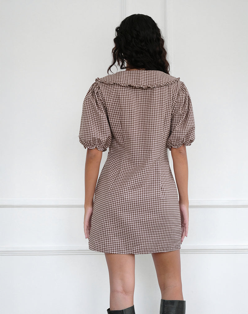 Imagen del vestido Deja en mini guinga marrón