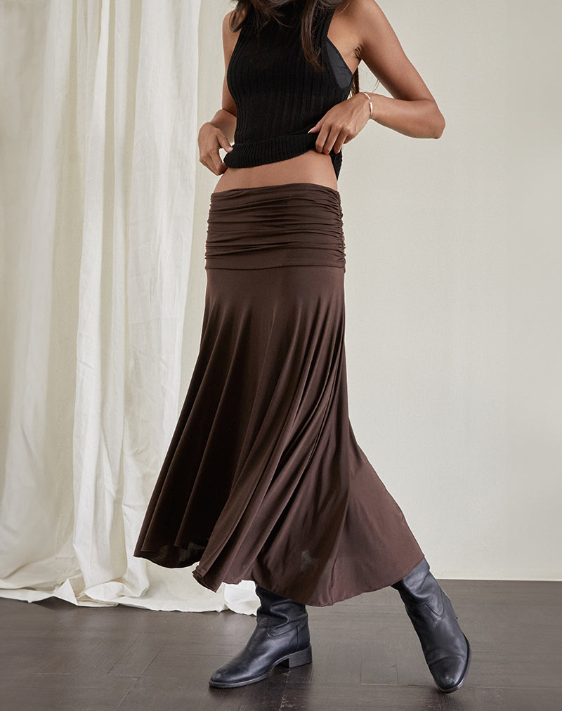Falda Delta Midi en Chocolate Slinky