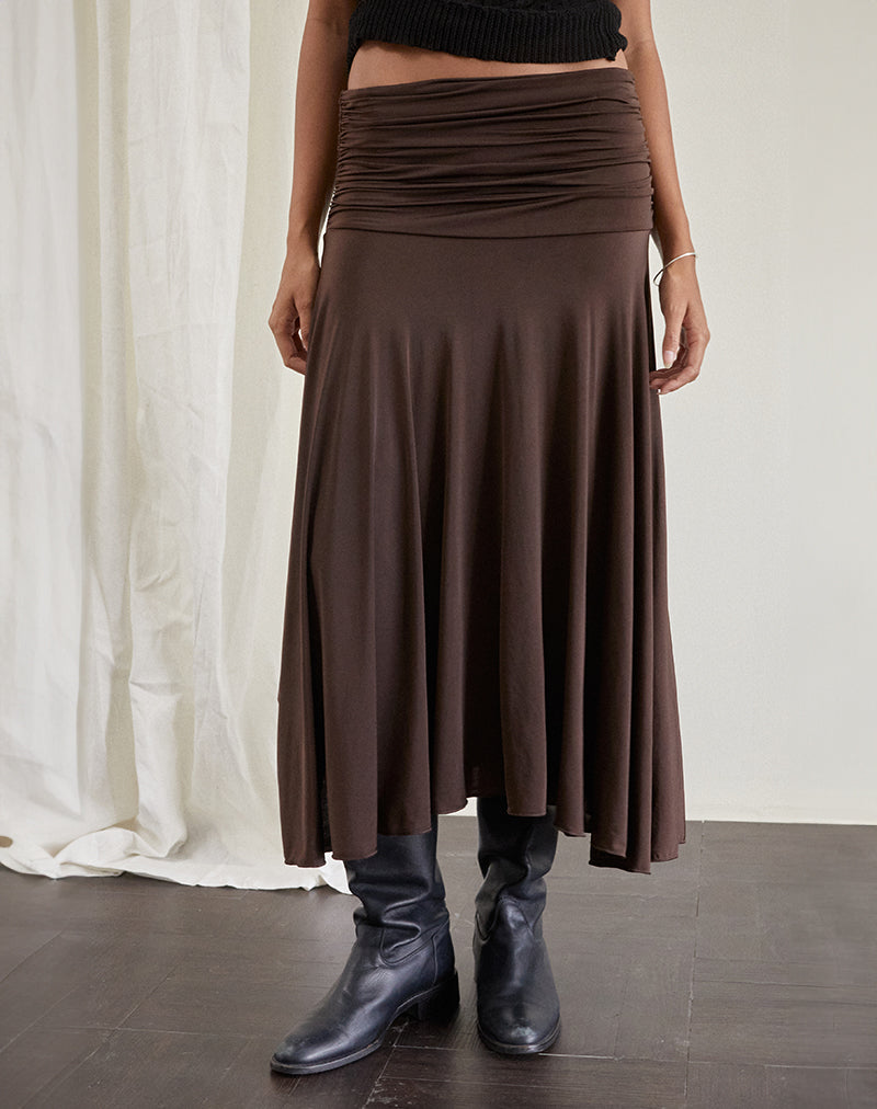 Imagen de la falda Delta Midi en Slinky Chocolate
