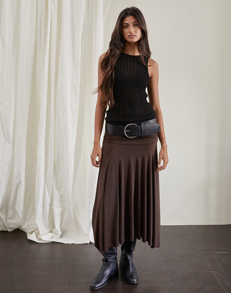 Falda Delta Midi en Chocolate Slinky