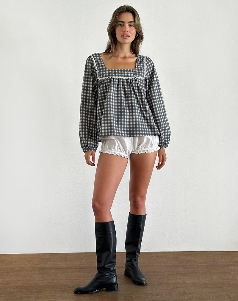 Imagen de Demona Top en Gingham Tonal Negro y Gris