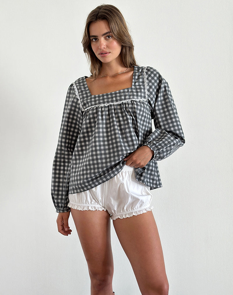 Imagen de Demona Top en Gingham Tonal Negro y Gris