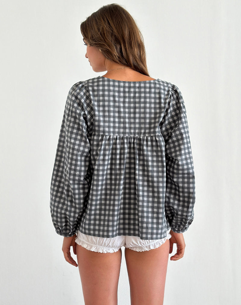 Imagen de Demona Top en Gingham Tonal Negro y Gris