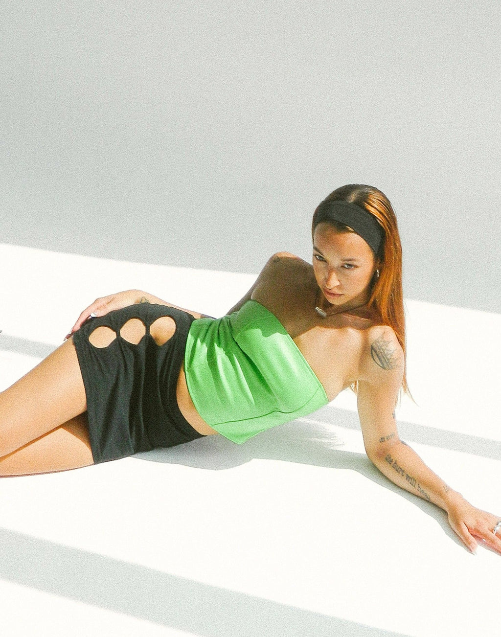 Dena Corset Top en PU Verde Neón