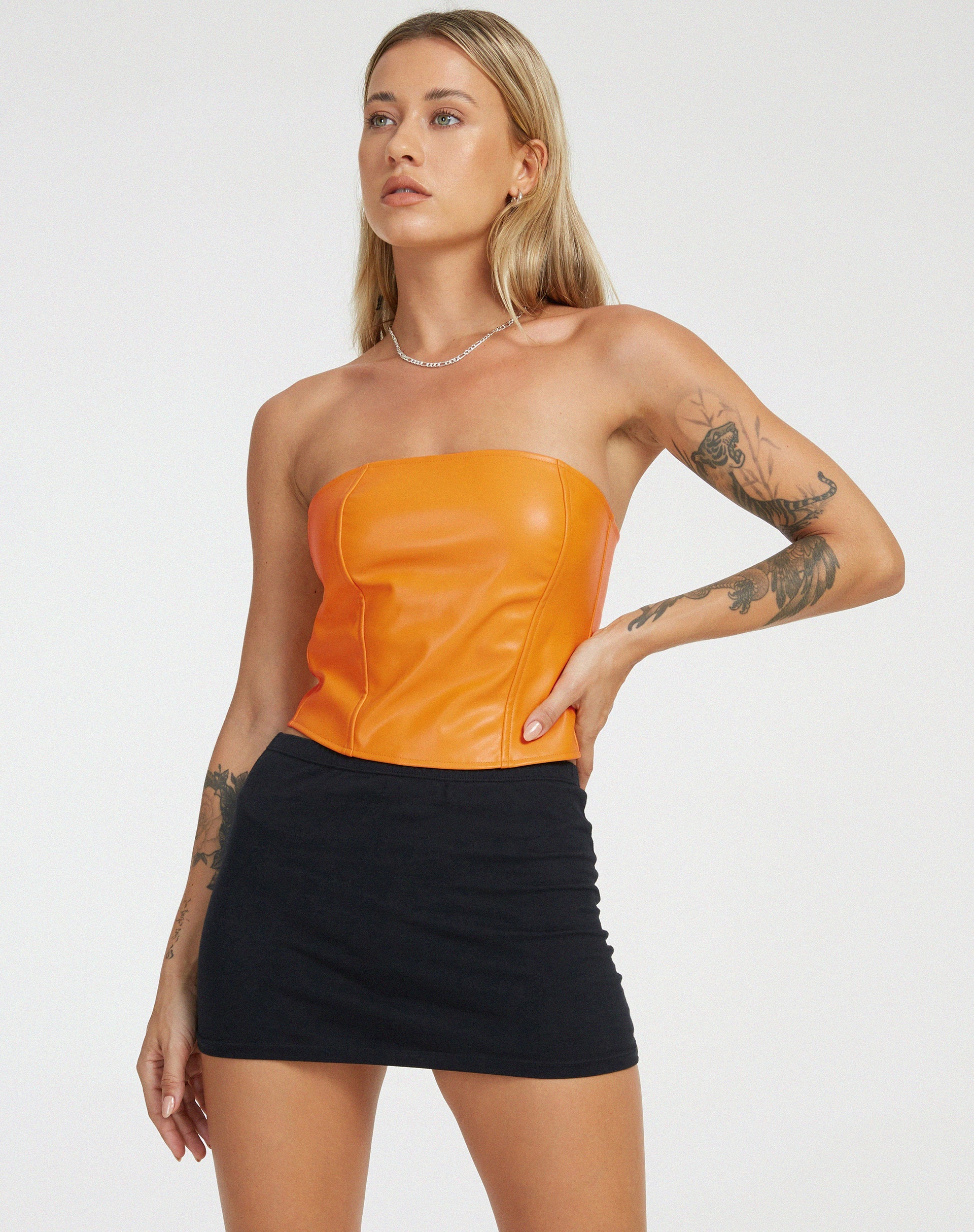 imagen de Dena Corset Top en PU Naranja Neón