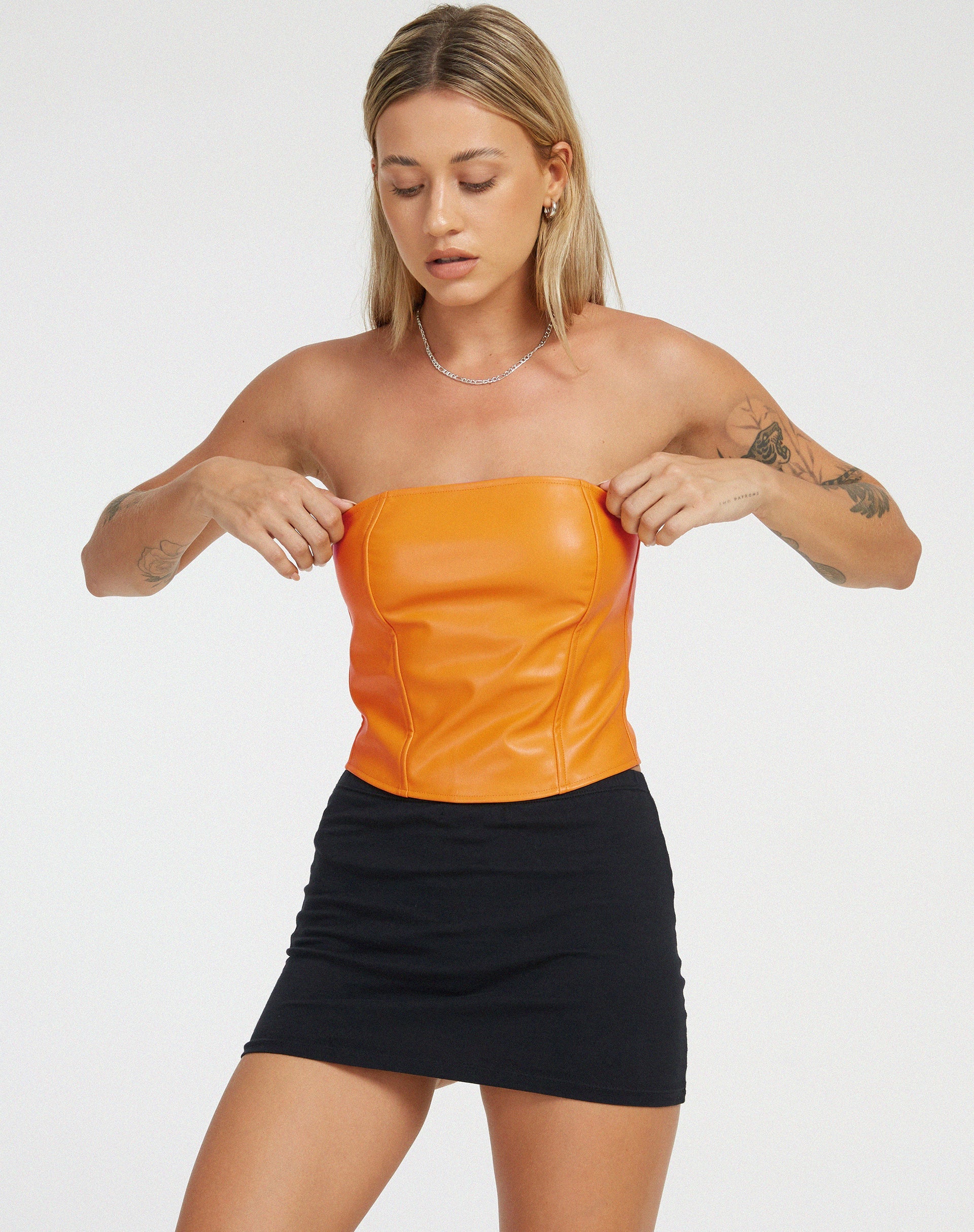 imagen de Dena Corset Top en PU Naranja Neón