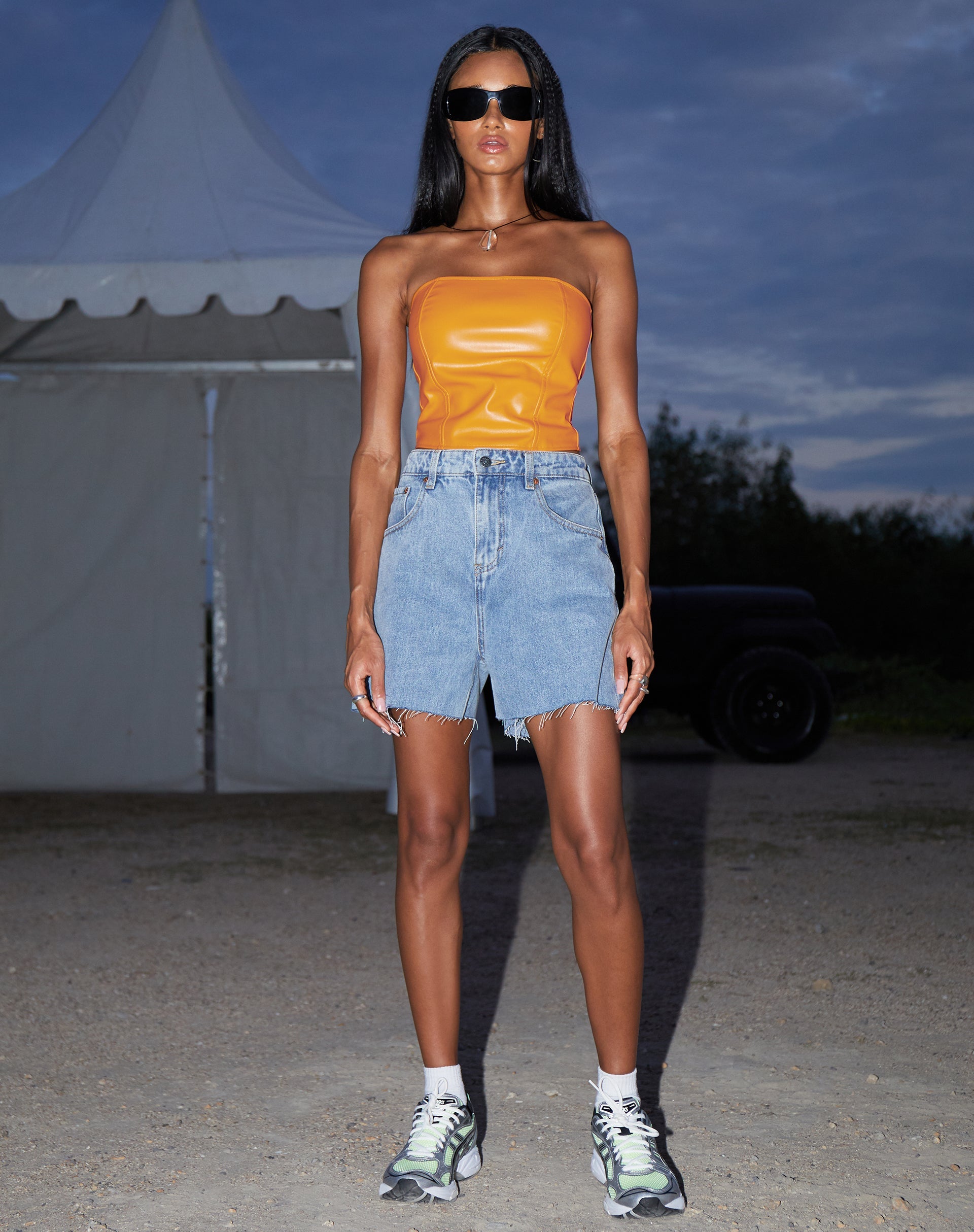 imagen de Dena Corset Top en PU Naranja Neón