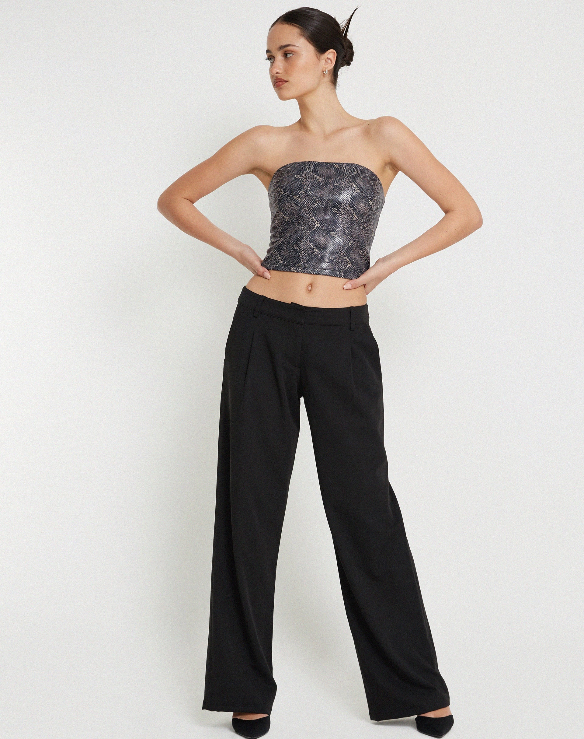 Imagen de Dena bandeau Top en PU Piel de Serpiente Tan