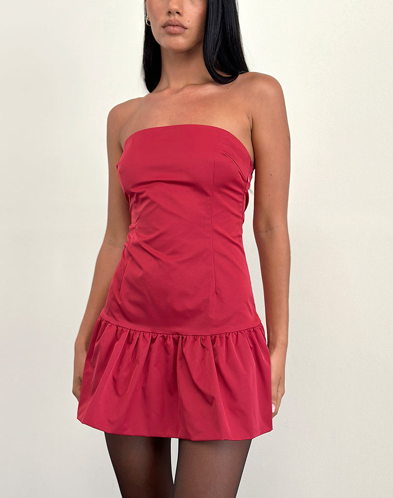 Minivestido abullonado Denama en rojo intenso