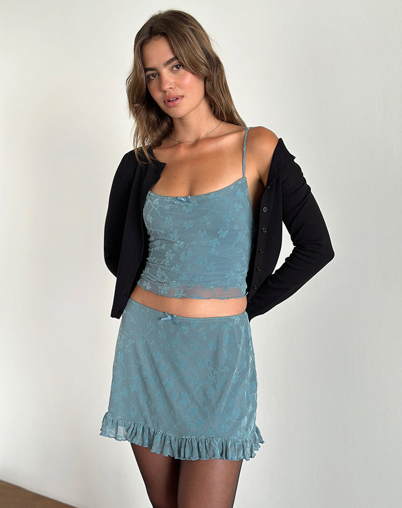 Imagen de Deri Cami Top en Gris Azul Floral Grunge