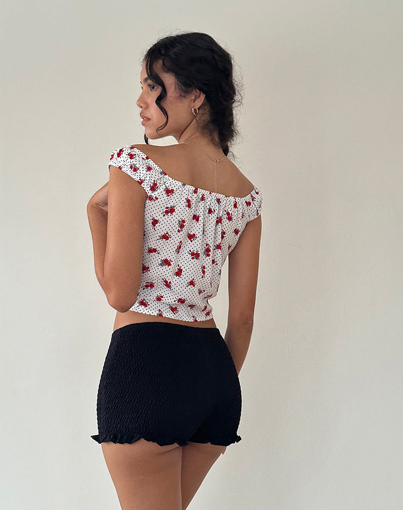 Imagen de Derige Top Bardot en Polka Rosa Blanco