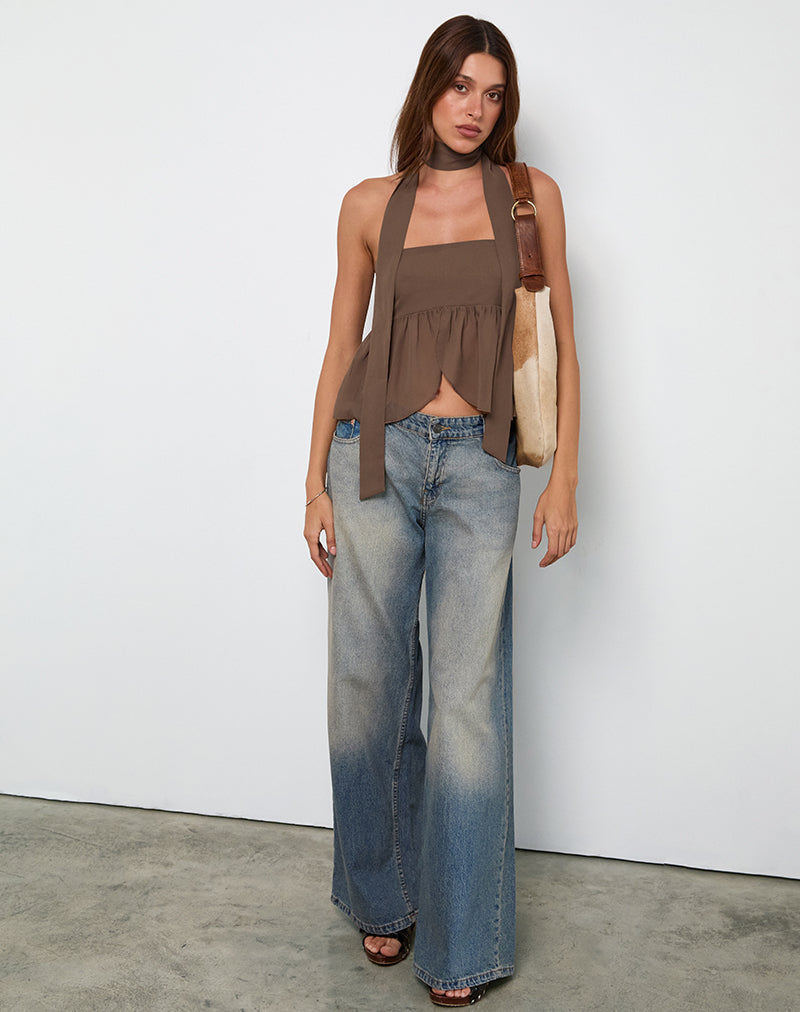 Desir Bandeau Top en gasa Café