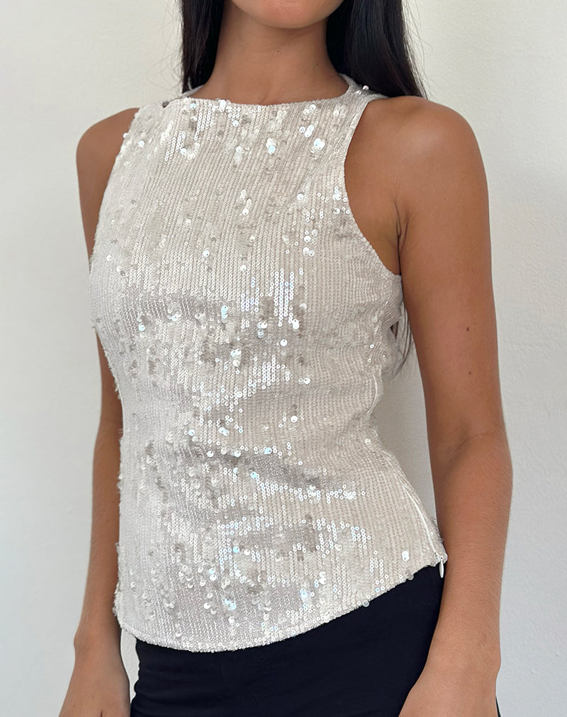 Top Desiran en crema con lentejuelas