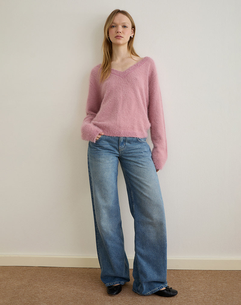 Imagen de Dikara Jumper with Scarf in Knit Dusty Pink