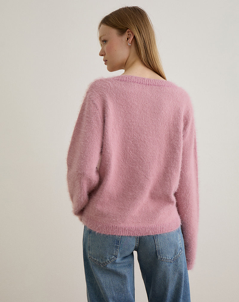 Imagen de Dikara Jumper with Scarf in Knit Dusty Pink