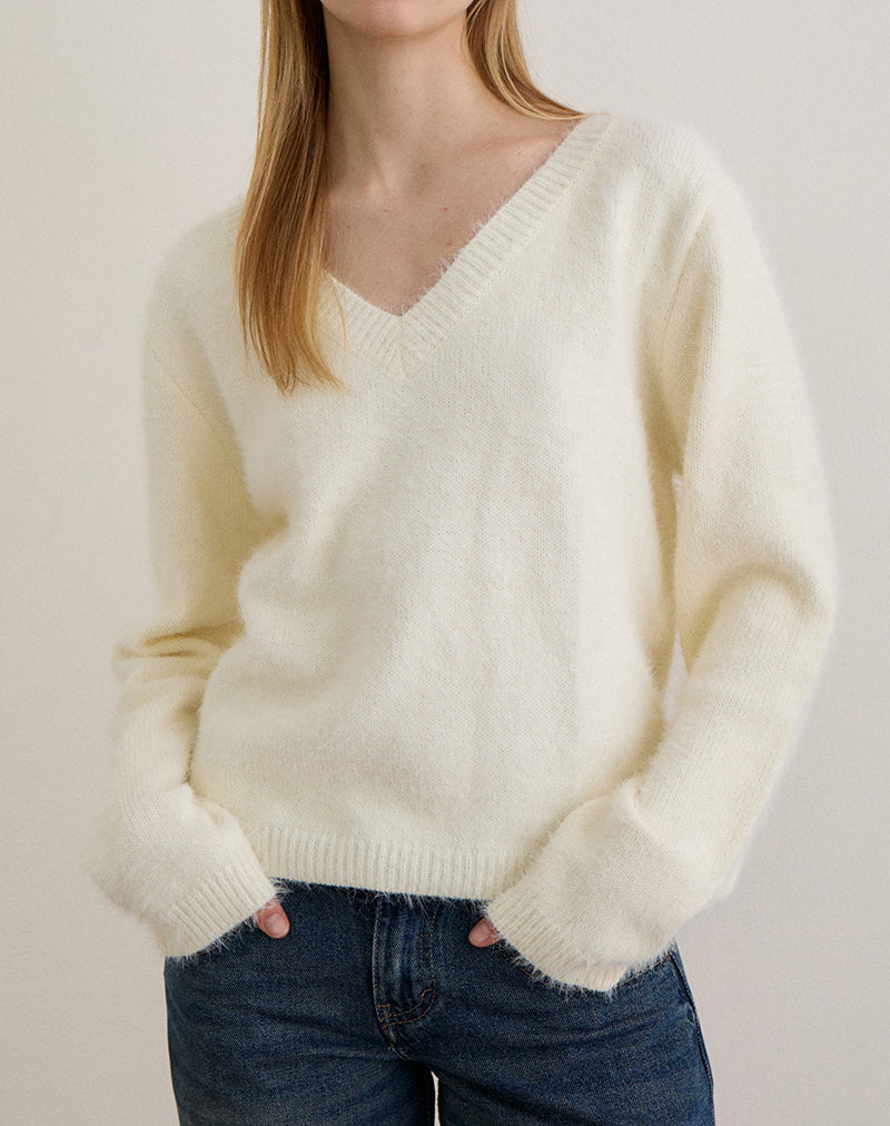 Imagen de Dikara Jumper with Scarf in Knit Off White