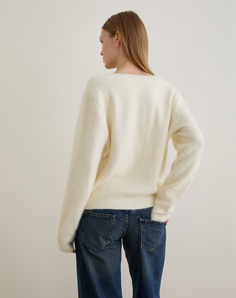Imagen de Dikara Jumper with Scarf in Knit Off White