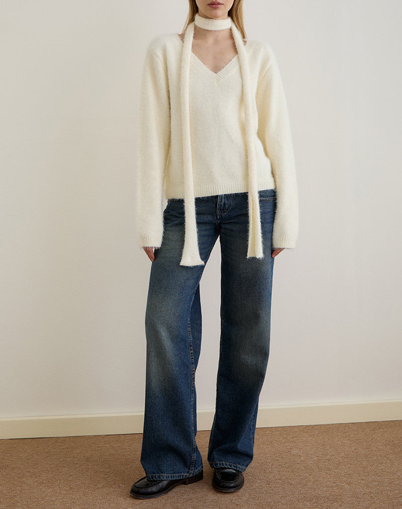Imagen de Dikara Jumper with Scarf in Knit Off White