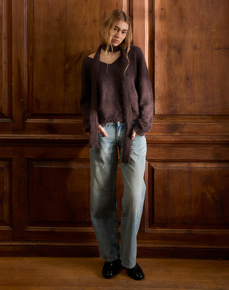Imagen de Dikara Jumper with Scarf in Knit Brown