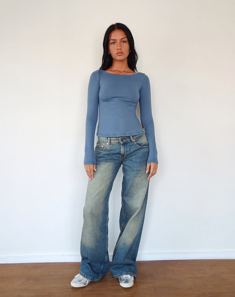 Imagen de Dinar Split Hem Top en Mineral Blue