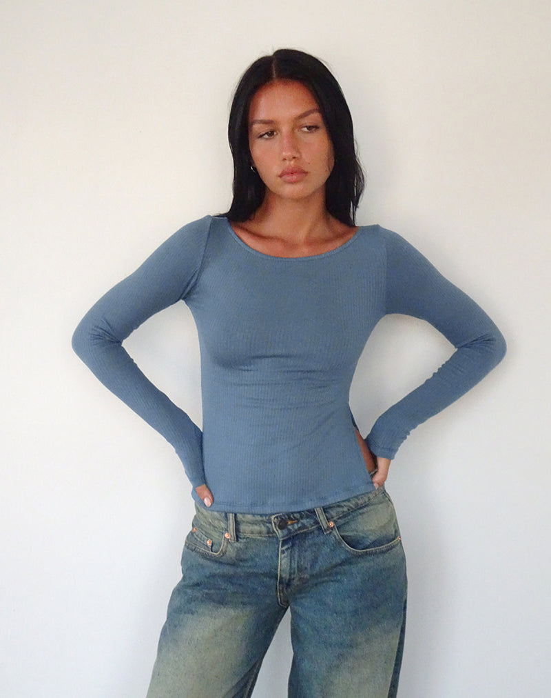 Imagen de Dinar Split Hem Top en Mineral Blue