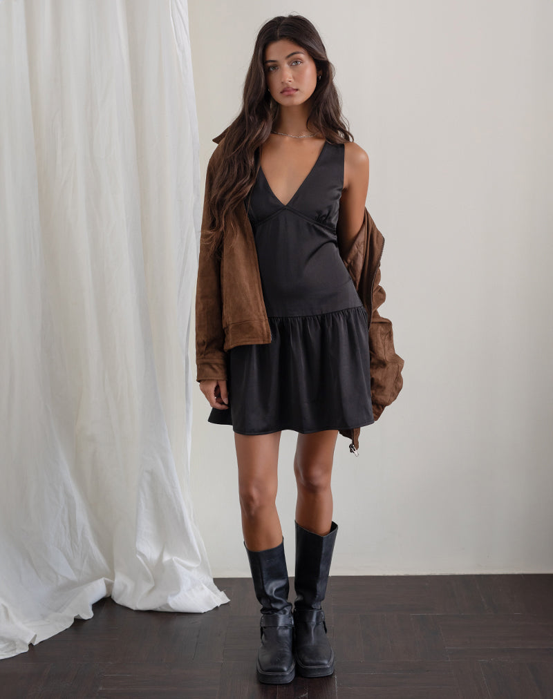Imagen de Distia Plunge Puff Mini Dress in Black