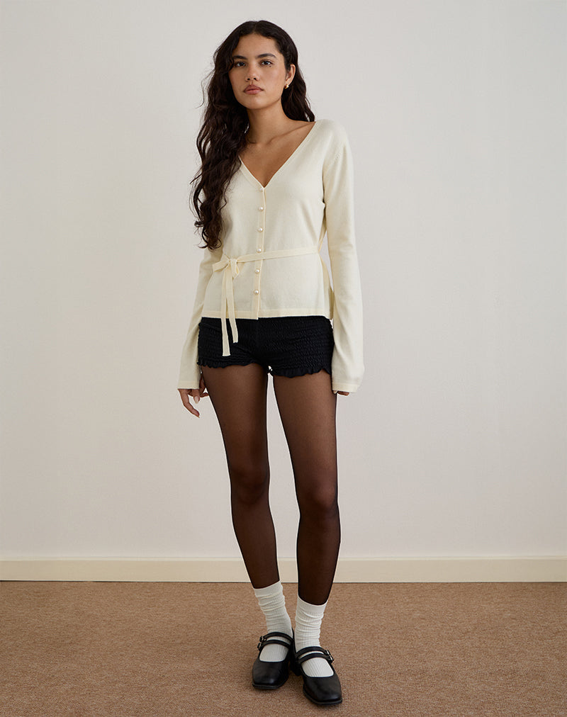 Imagen de Divya Cardigan with Tie in Knit Cream