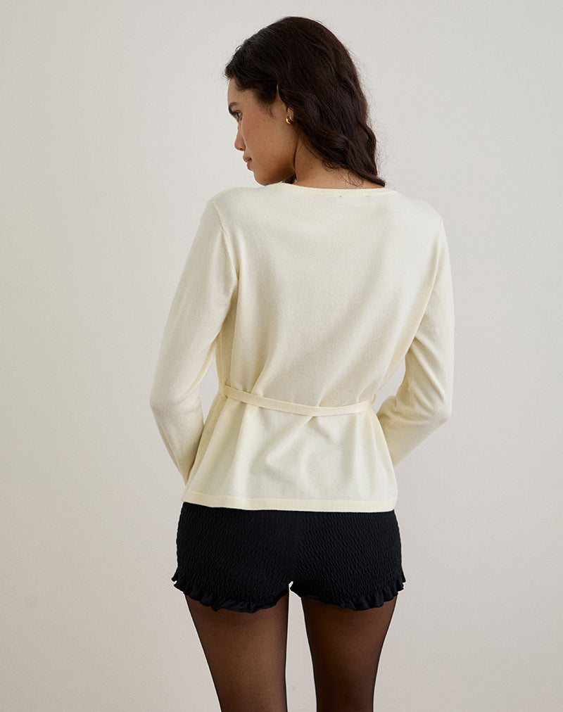 Imagen de Divya Cardigan with Tie in Knit Cream