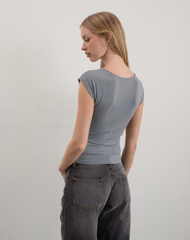 Imagen de Dolores Wrap Top en rayón Jersey Gris